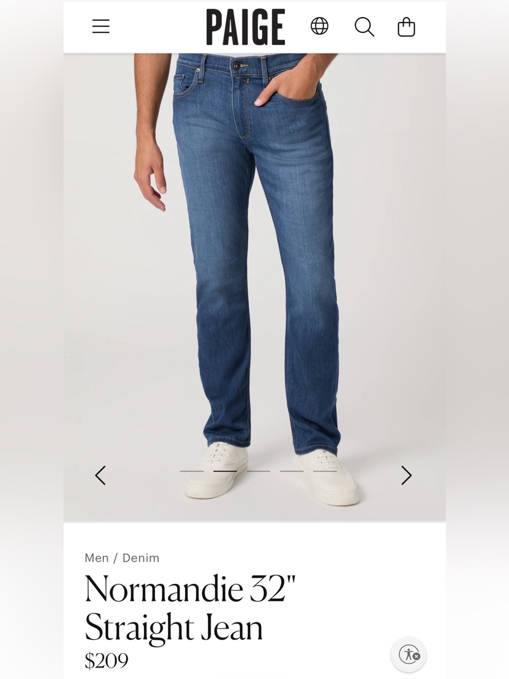 Paige Normandie Skinny Jeans Blue Waist 34